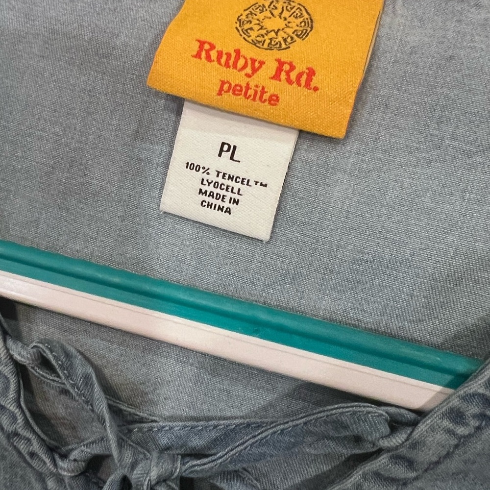 Ruby Rd. Light Blue Tencel Top - Picture 2 of 3